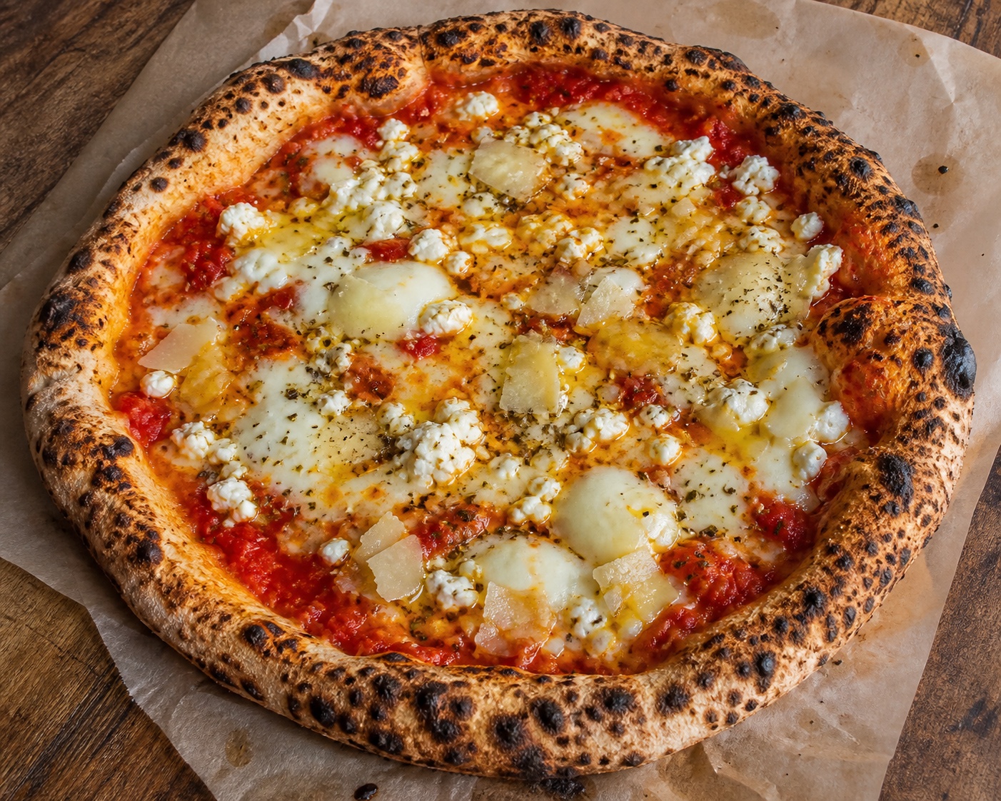 5 Cheese Rossa pizza with red sauce and premium cheeses